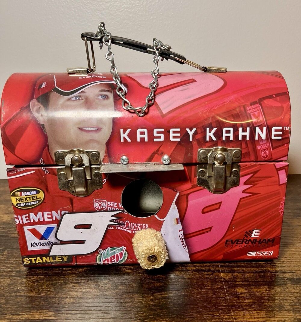 Vintage NASCAR Kasey Kahne #9 Dodge Tin Lunch Box Birdhouse Decor
